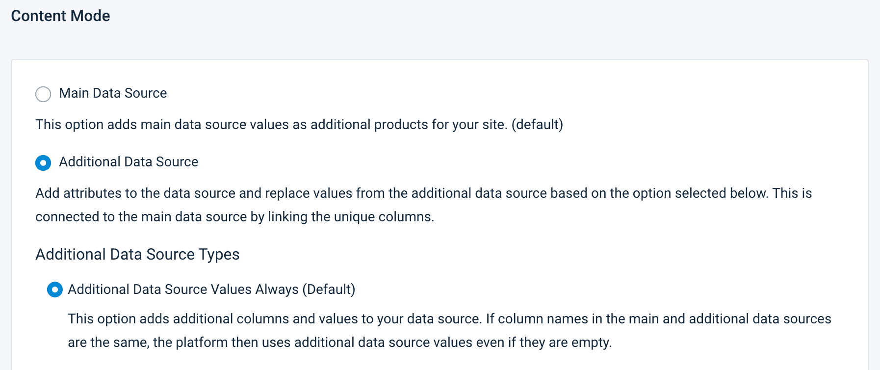 Feedback file shown as an additional data source in the platform
