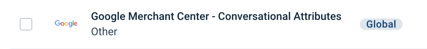 Search results showing the Google Merchant Center Conversational Attributes export