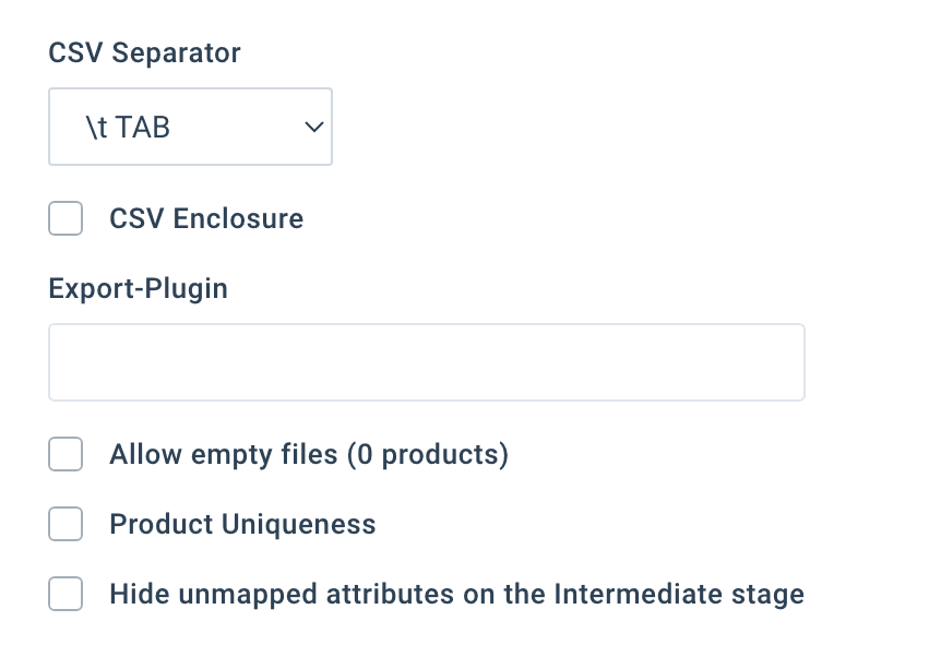 Separator set to TAB with CSV enclosure disabled