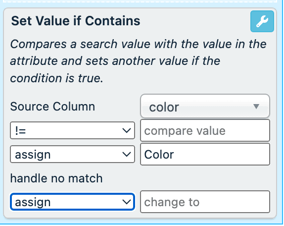 Rule setting variant_option[2].name to the value Color