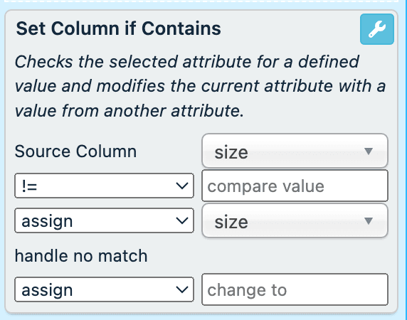 Rule setting variant_option[1].value from the size attribute