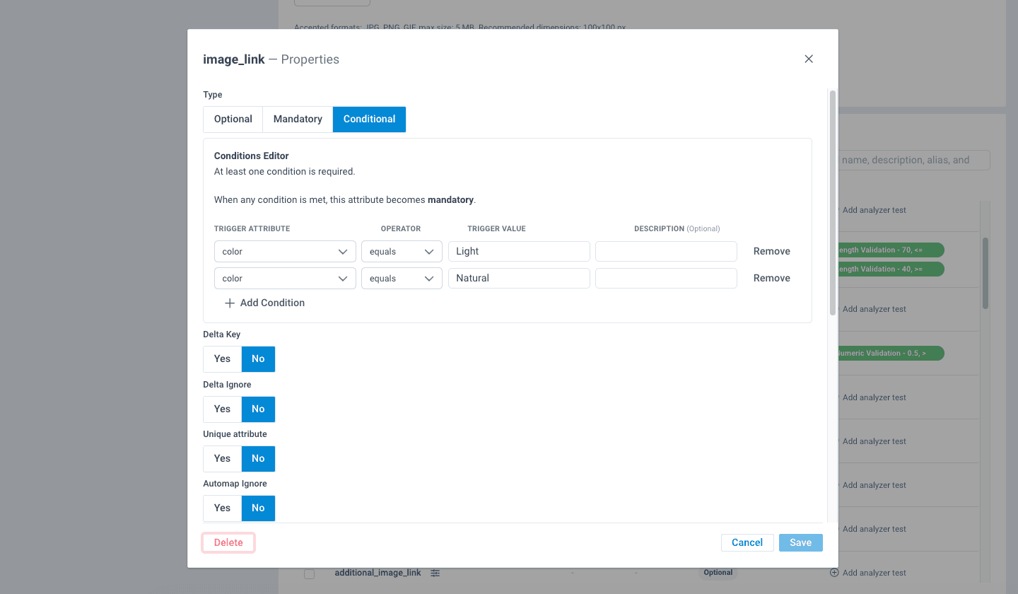 Set up Conditionally Mandatory Attributes in ETM (Dev Portal)