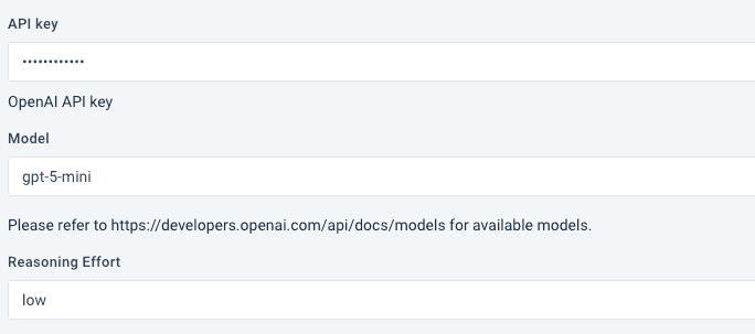 AI Data Services Reasoning effort setting