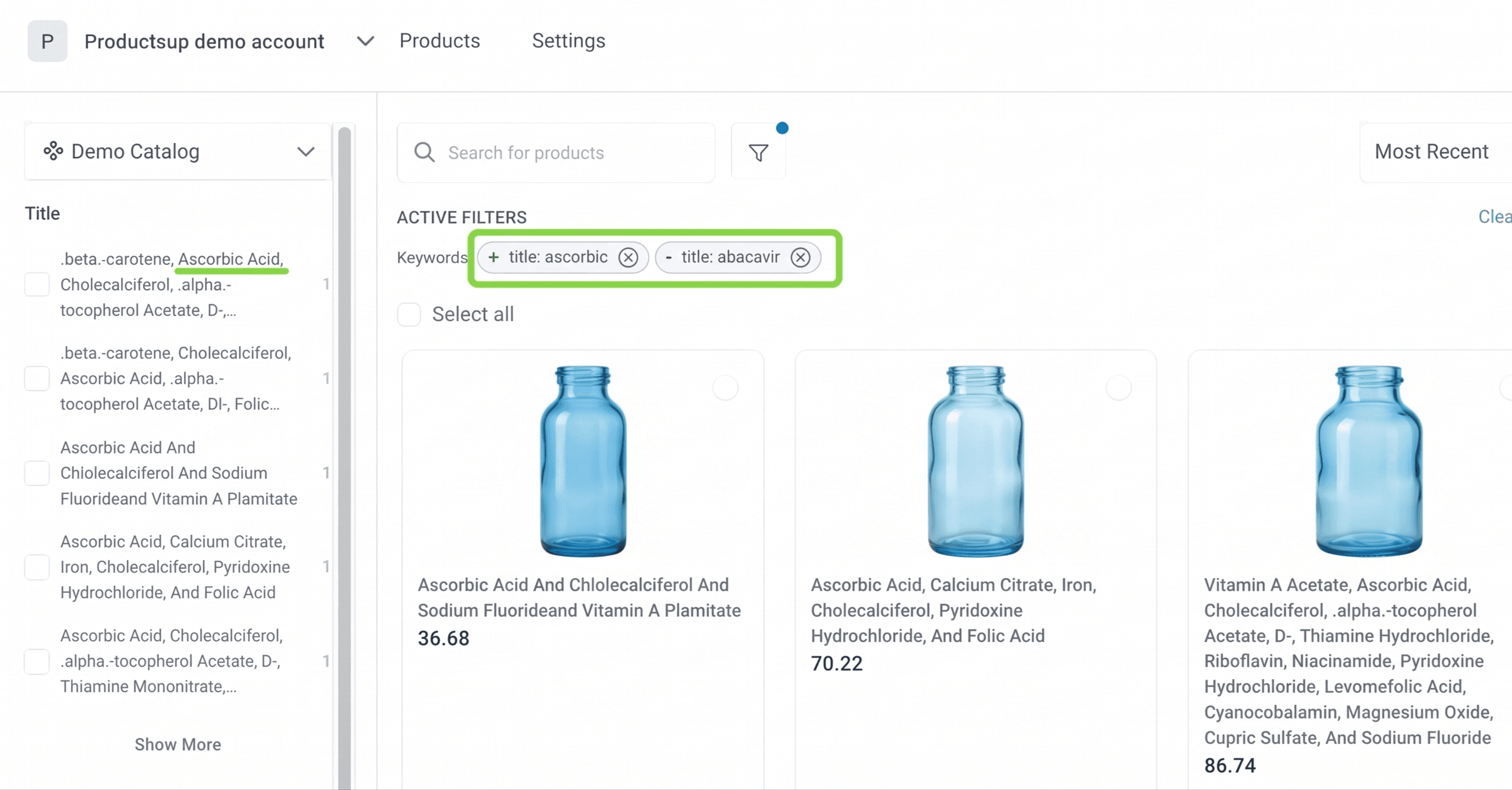 Advanced search - comma separated values - Results
