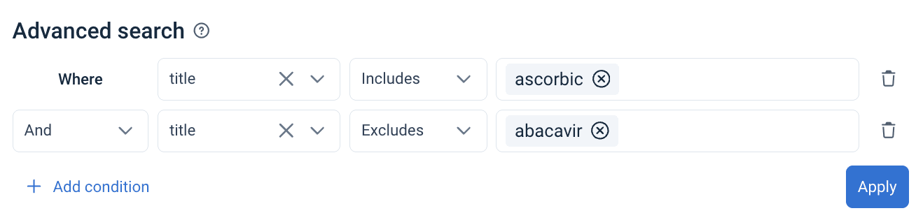 Advanced search - comma separated values