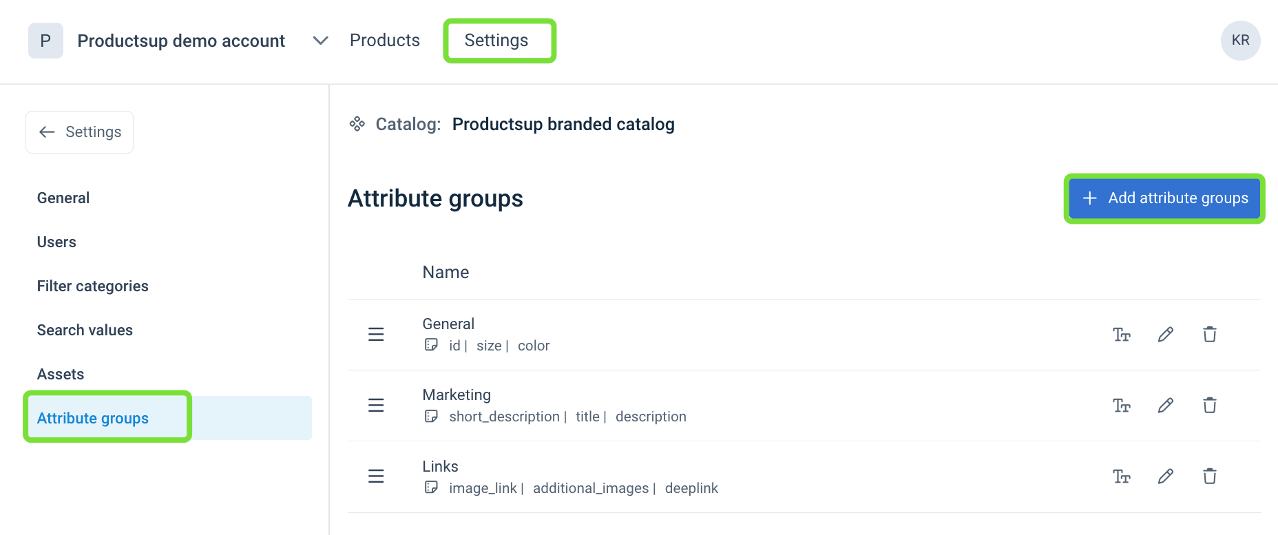 Attribute groups mapping in Content Portal