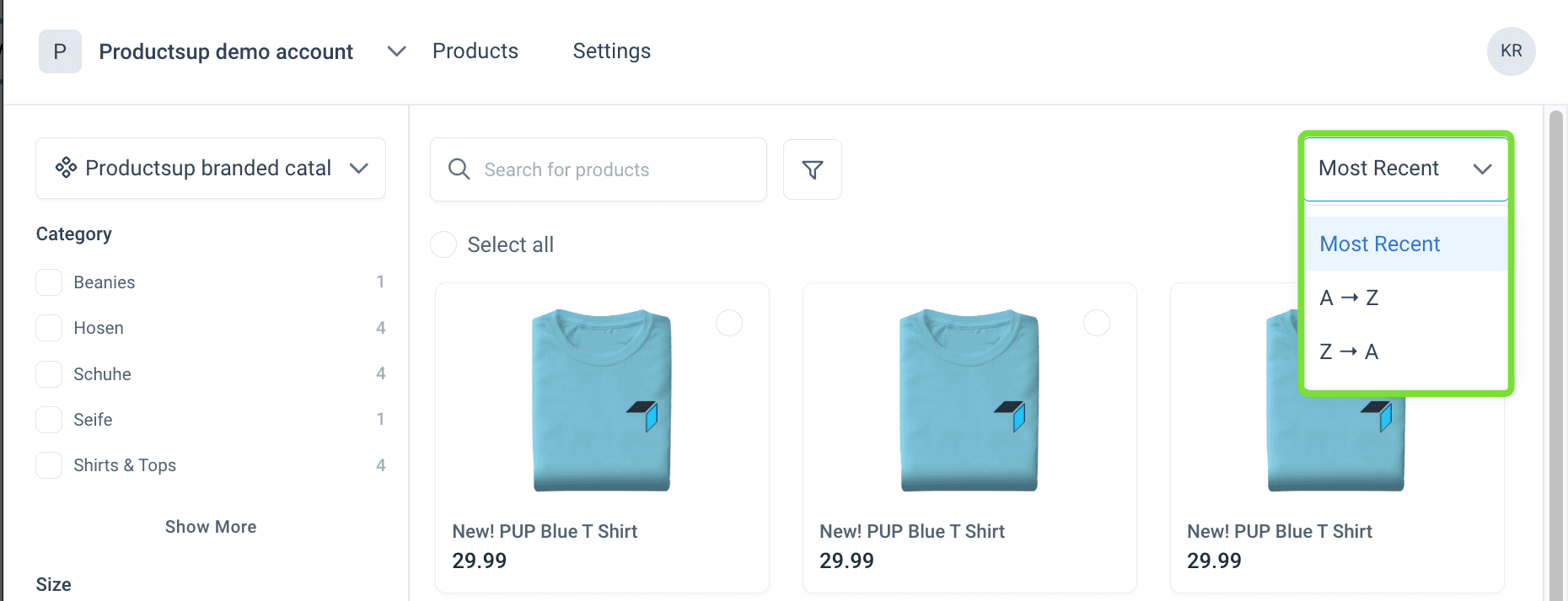 Sorting in Content Portal