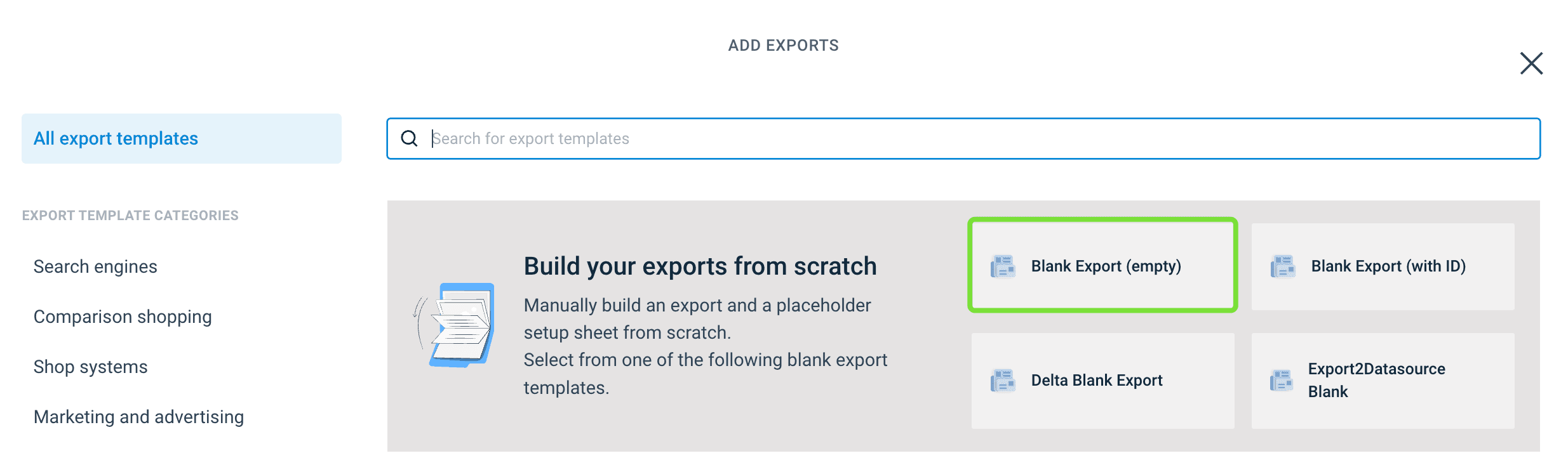 Add Blank export in Productsup Platform