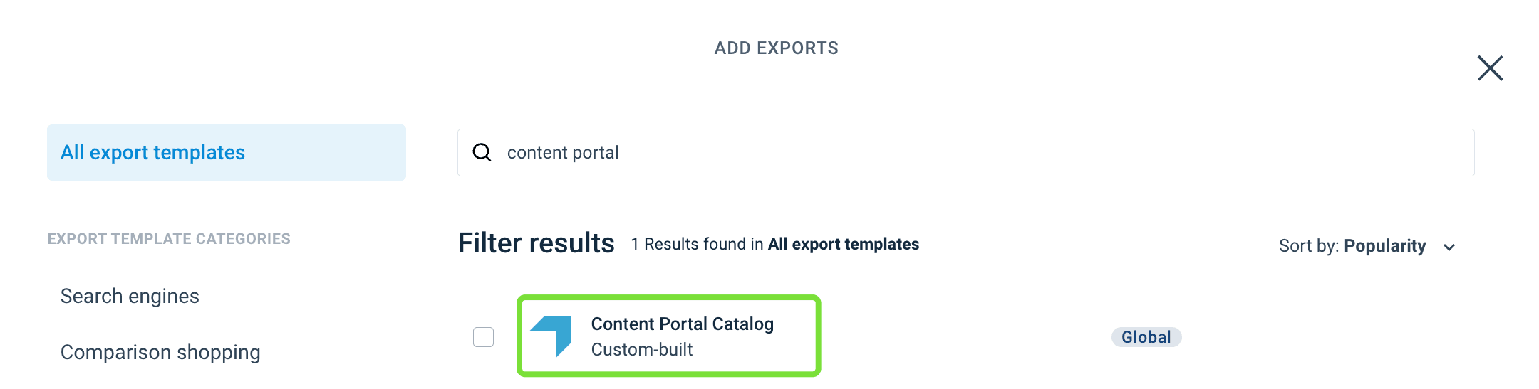 Add the Content Portal Catalog export