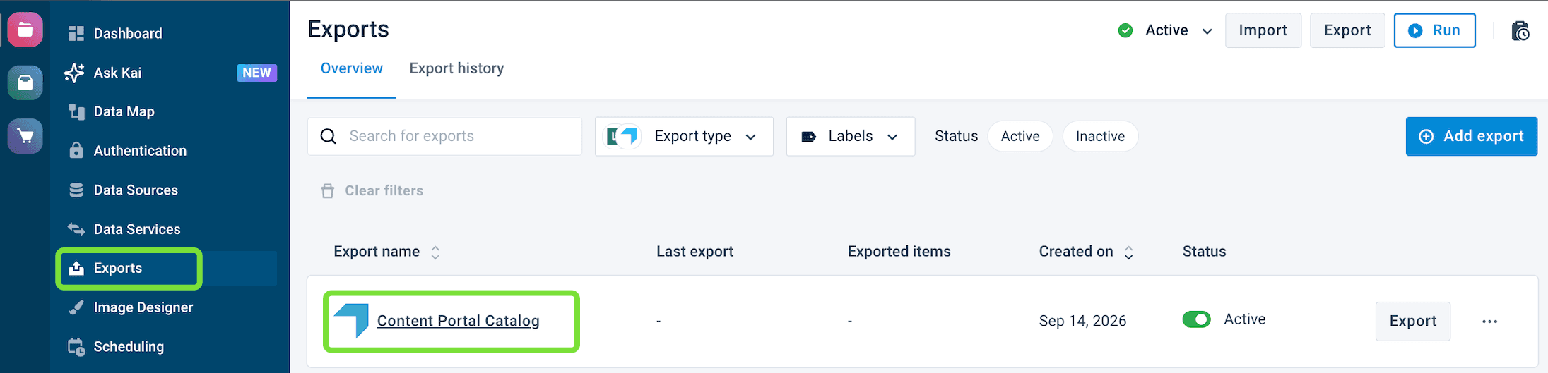 Configure Content Portal export in Productsup Platform