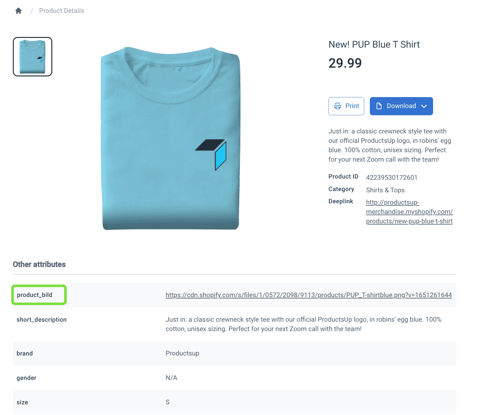 product_bild custom name replacing the default image_link in the Content Portal product page