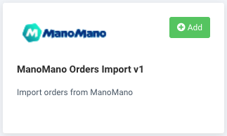 Add the data source ManoMano Orders Import v1