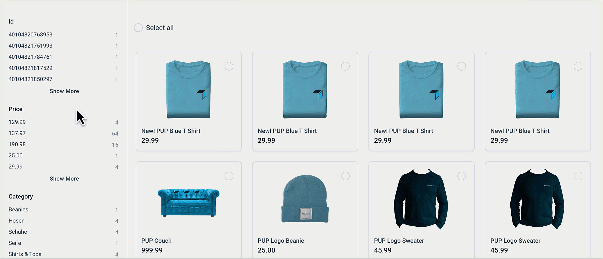 Use filter categories