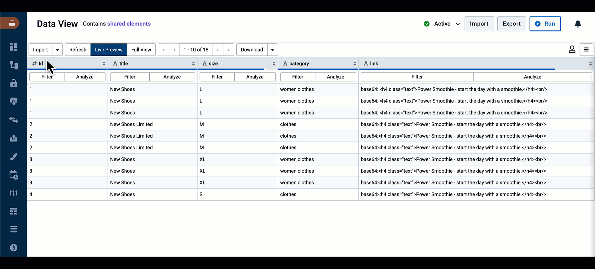 Large View in Data View