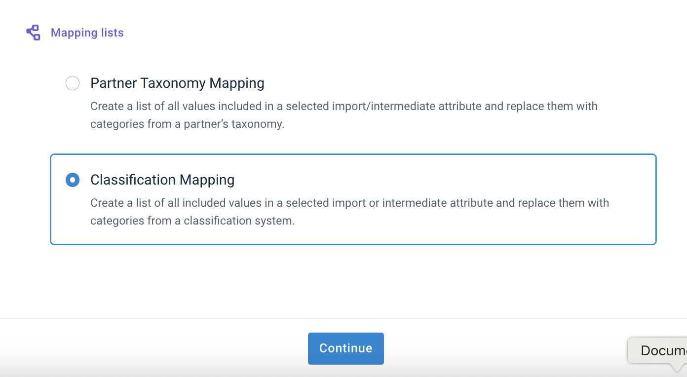 Classification Mapping list