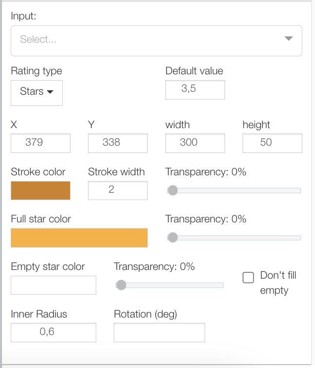 Rating layer settings