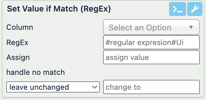 Set value if match reg ex