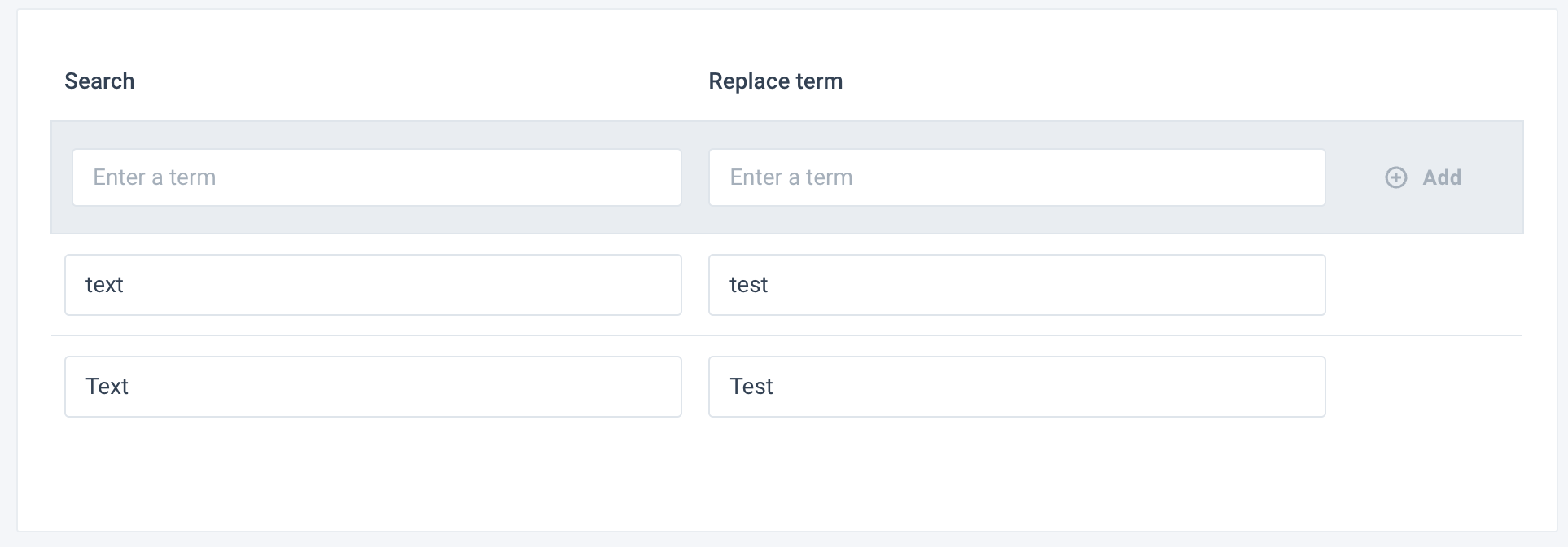 Replacement sensitive list example