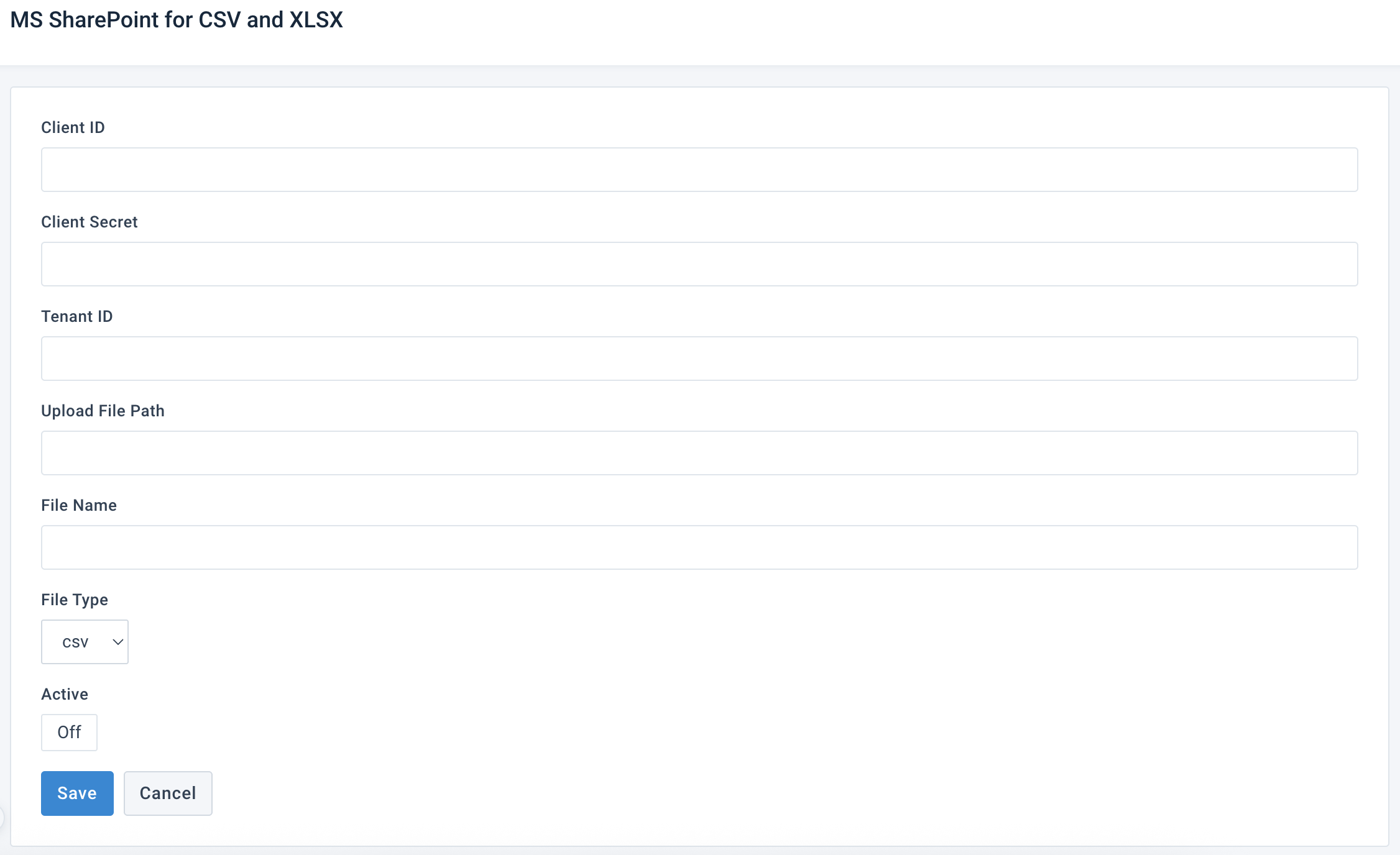 MS SharePoint for CSV and XLSX destination set up