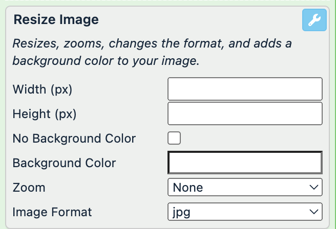 Resize Image rule box