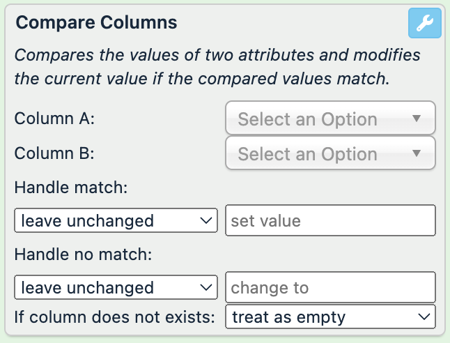 Compare Columns rule box