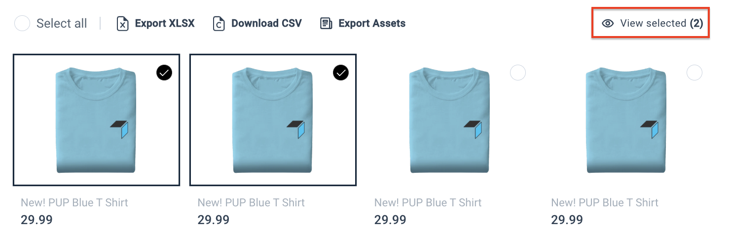 View selected products