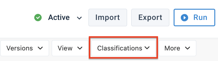 Classifications drop-down