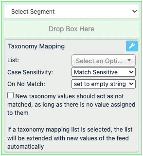 The Taxonomy Mapping rule box
