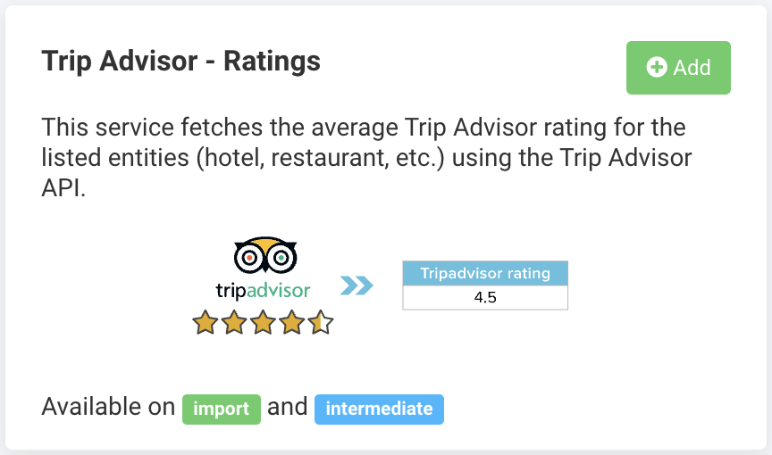 Add the data service Trip Advisor - Ratings