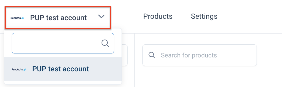 Content Portal account switcher