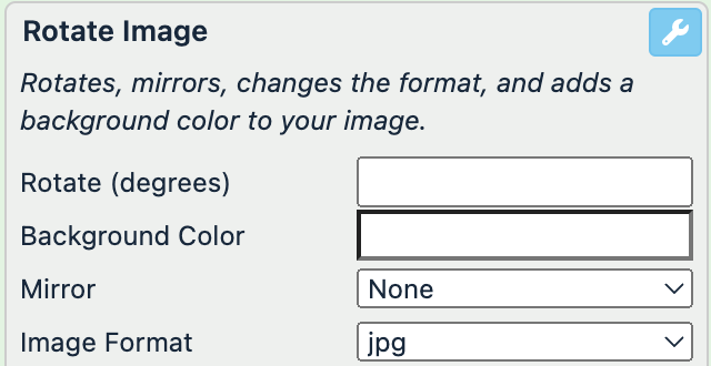 Rotate Image rule box