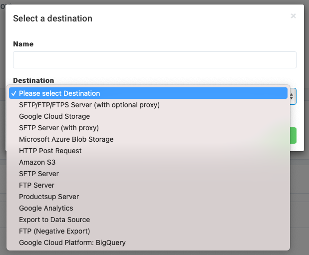 Choose an export destination for CrossEngage (JSON) export in Productsup