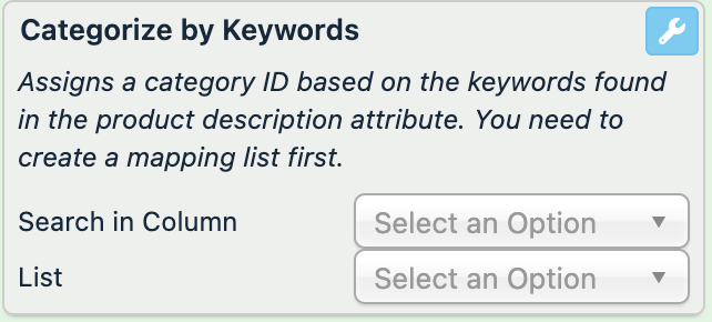 Categorize by Keywords rule box