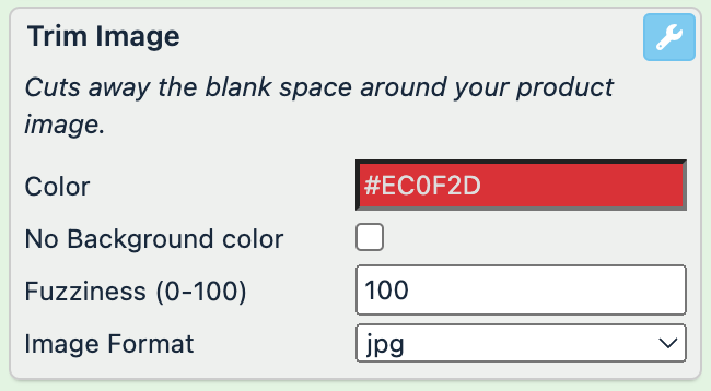 Trim Image settings