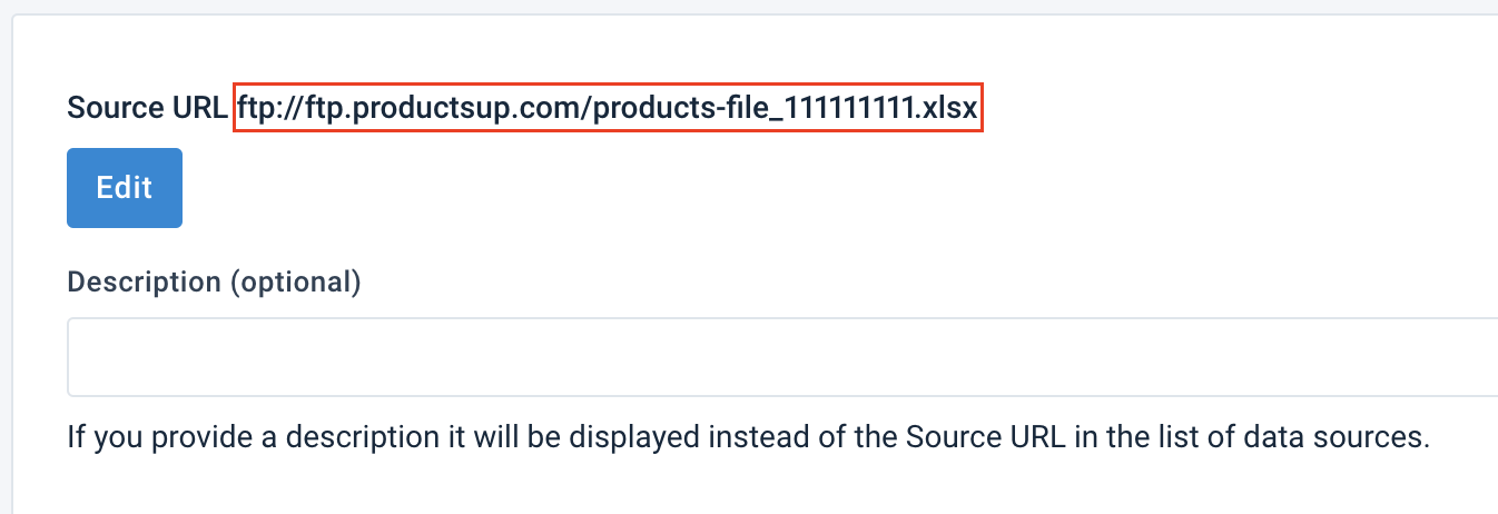 An uploaded file in the setup of the Local File Import (Upload) data source