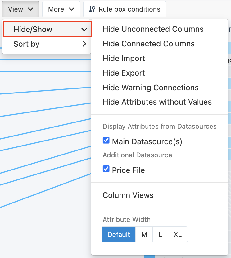 Dataflow ribbon Hide/Show highlighted