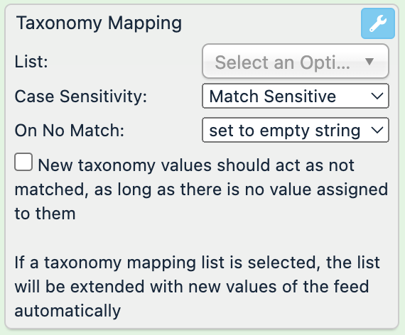Taxonomy Mapping rule box