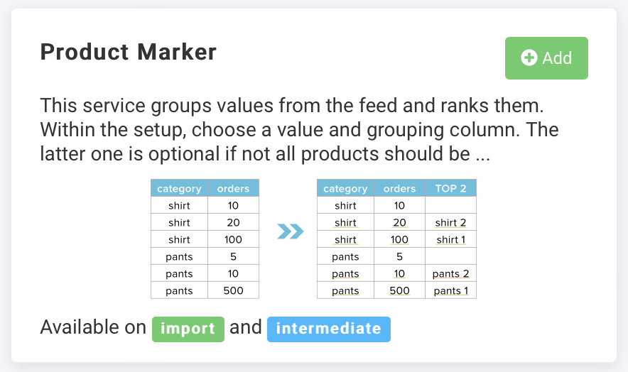 Add the Product Marker service in Productsup