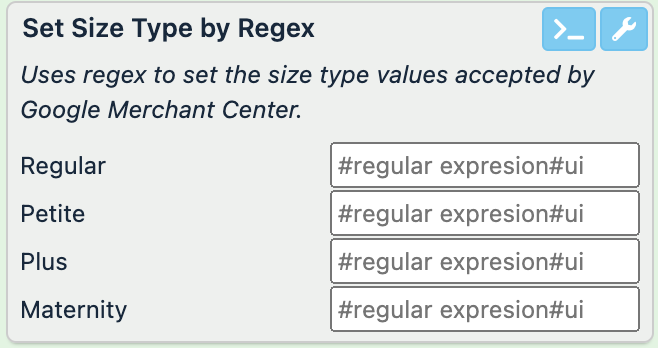 Set size type by regex