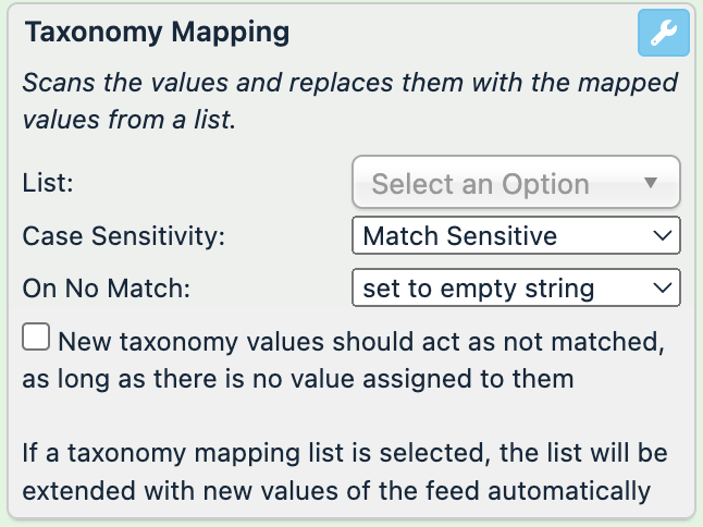 Taxonomy mapping rule box