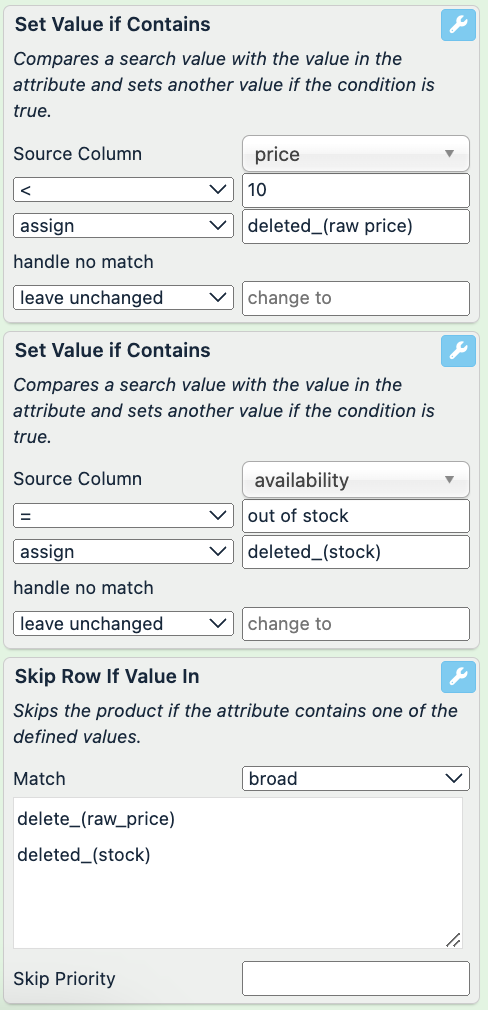 Skip row if value in with other rule boxes