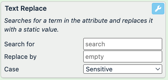 Text Replace rule box