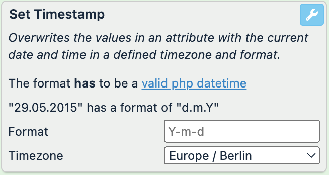 Set Timestamp rule box