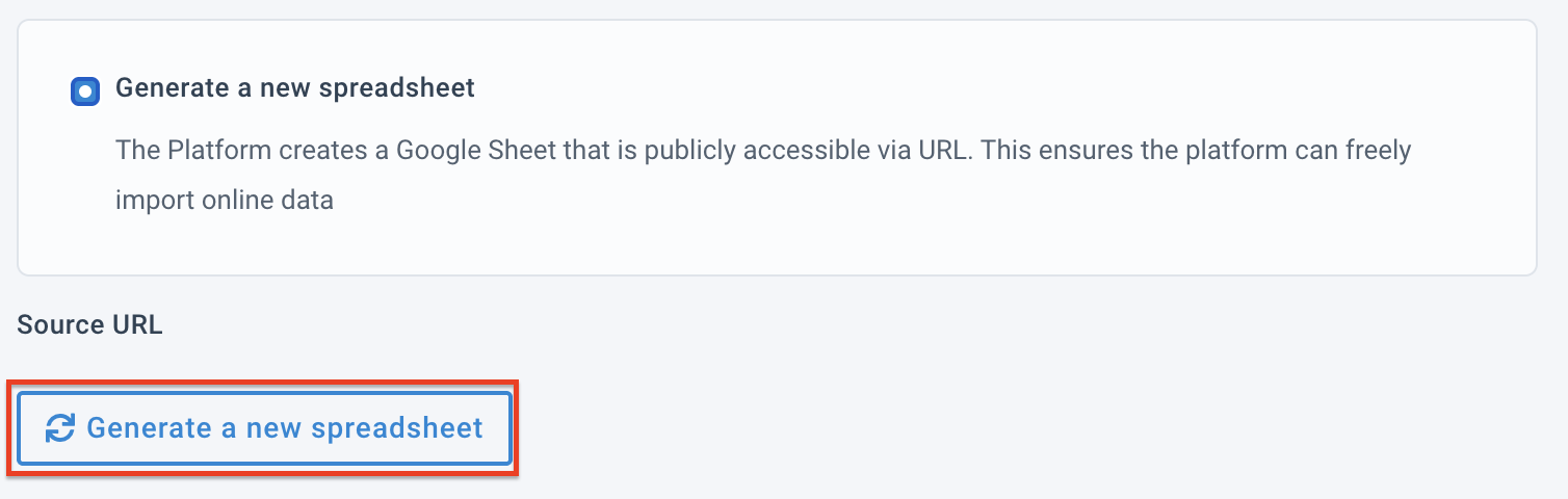 Genarate a new spreadsheet button