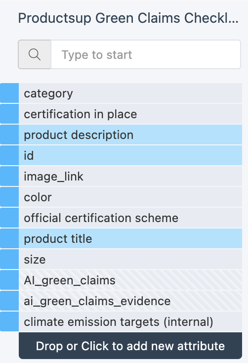 Green Claims Checklist attributes