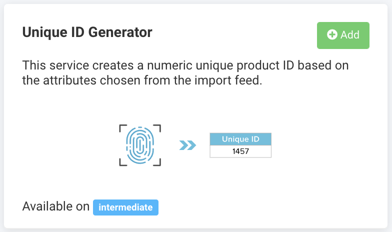 Add the Unique ID Generator data service to create unique IDs for your products