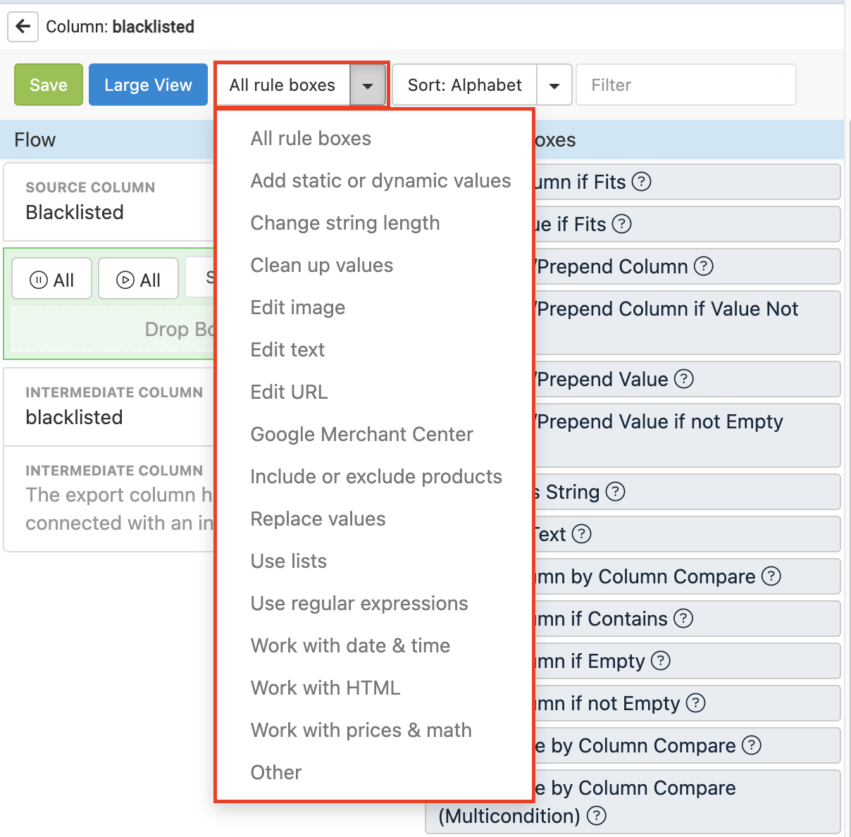 Rule box categories