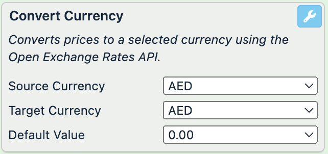 Convert Currency rule box