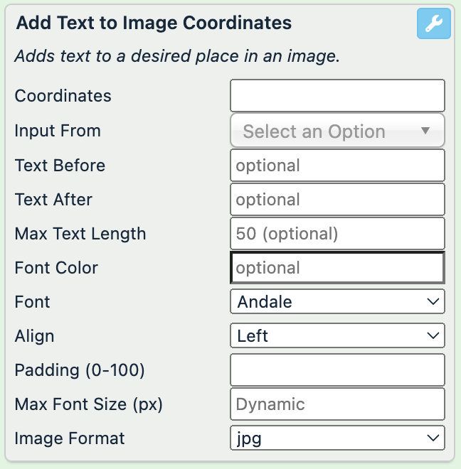 Add Text to Image Coordinates