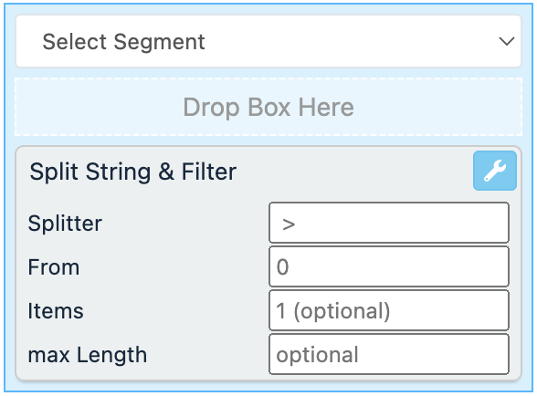 Use the Split String & Filter rule box to split strings and limit the length of the output